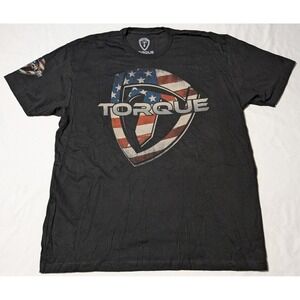 TORQUE USA FLAG SHIELED Men Size 2XL Black Cotton Graphic T-Shirt